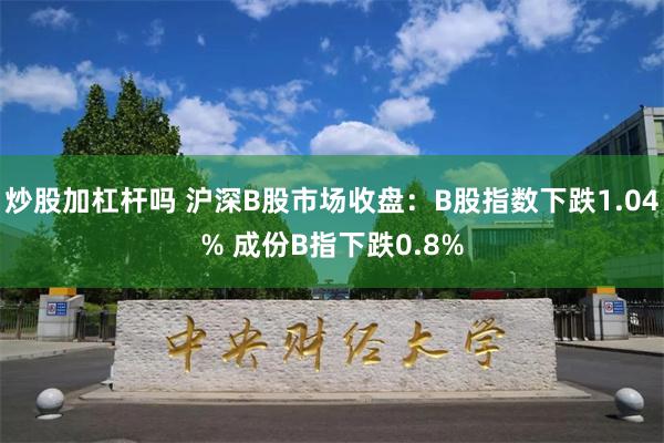 炒股加杠杆吗 沪深B股市场收盘：B股指数下跌1.04% 成份B指下跌0.8%