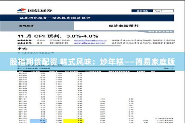 股指期货配资 韩式风味：炒年糕——简易家庭版